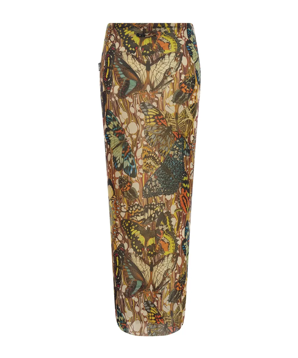 Jean Paul Gaultier Re-Edition Butterfly Printed Midi Skirt