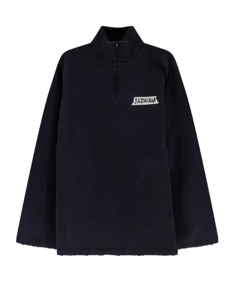 Logo Printed Quater-Zip Sweater