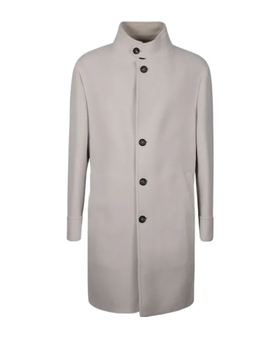 Eleventy Stand Collar Wool Coat