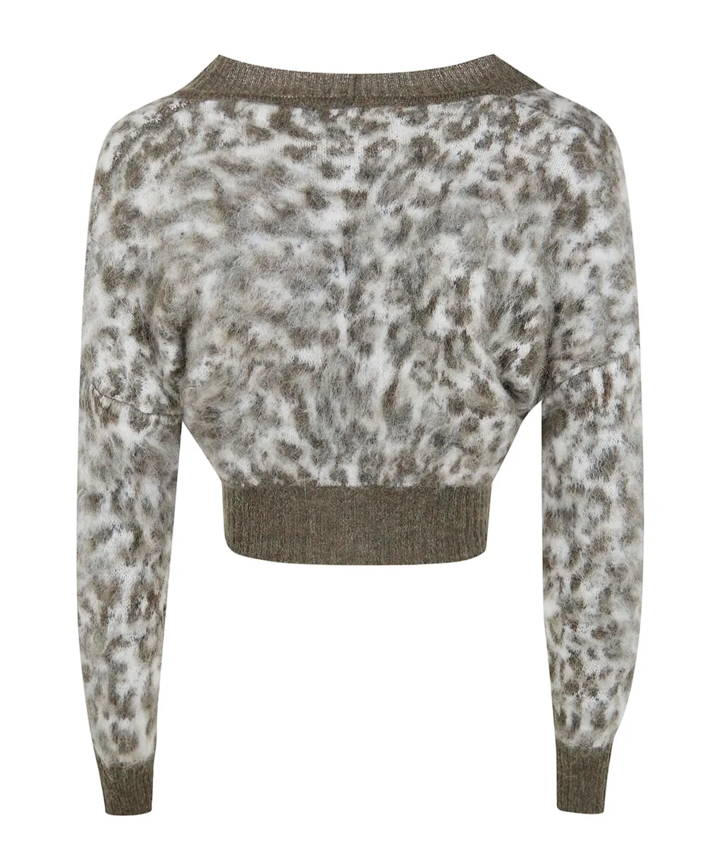 D.Exterior Animal Print Cropped Cardigan