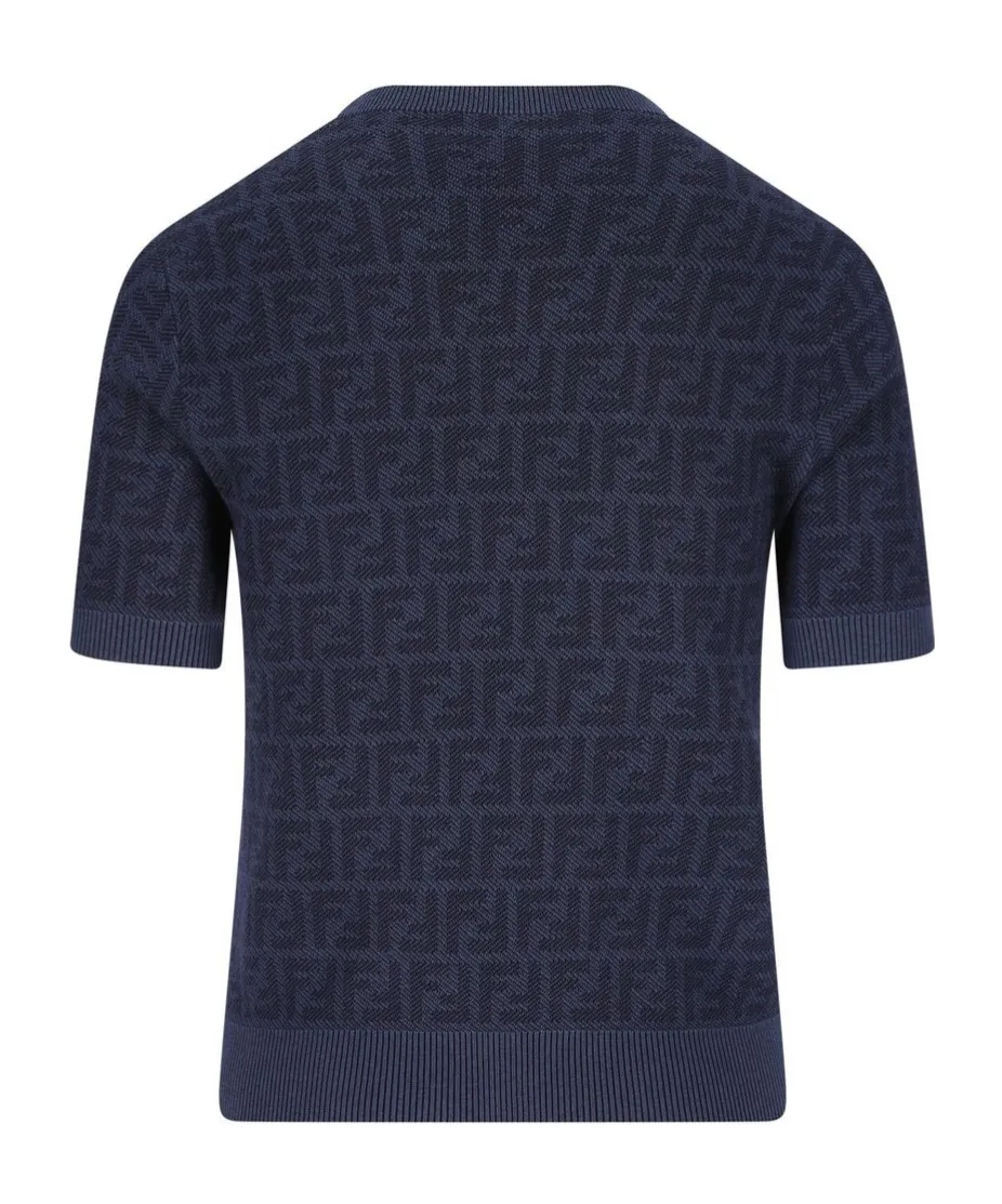 Fendi Ff Jacquard Short Sleeved Crewneck Jumper