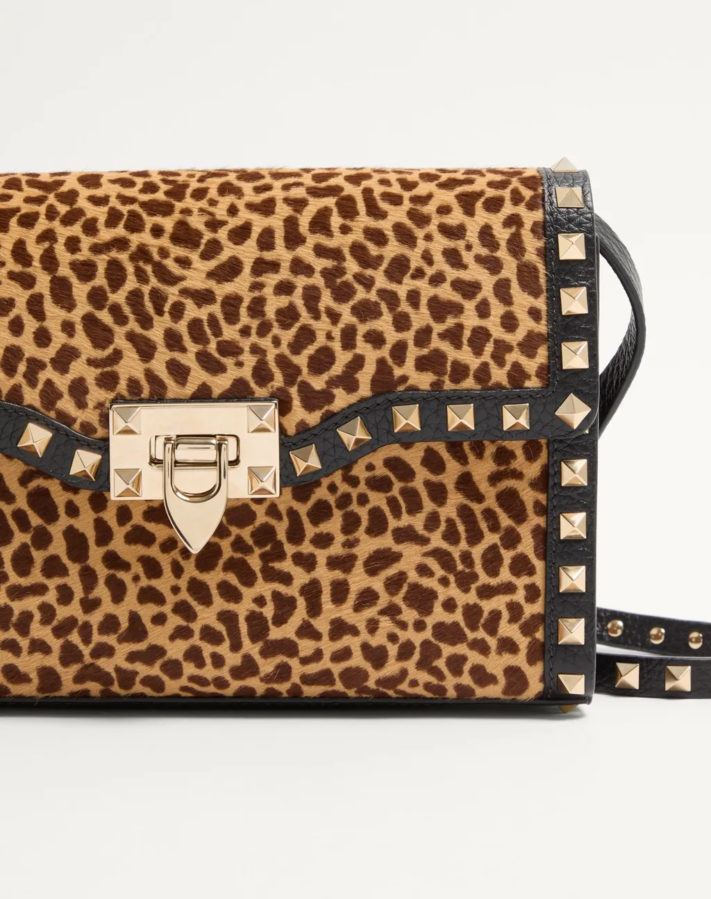 Valentino Garavani Rockstud Small Shoulder Bag In Pony-Effect Calfskin With Animal Print