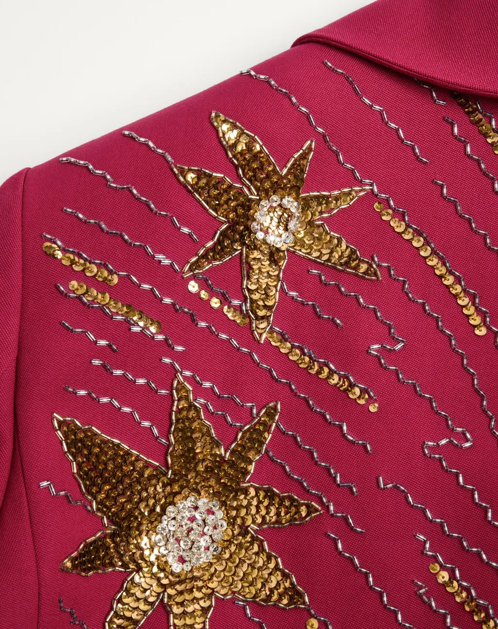 Valentino Embroidered Belted Jacket In Grain De Poudre Wool