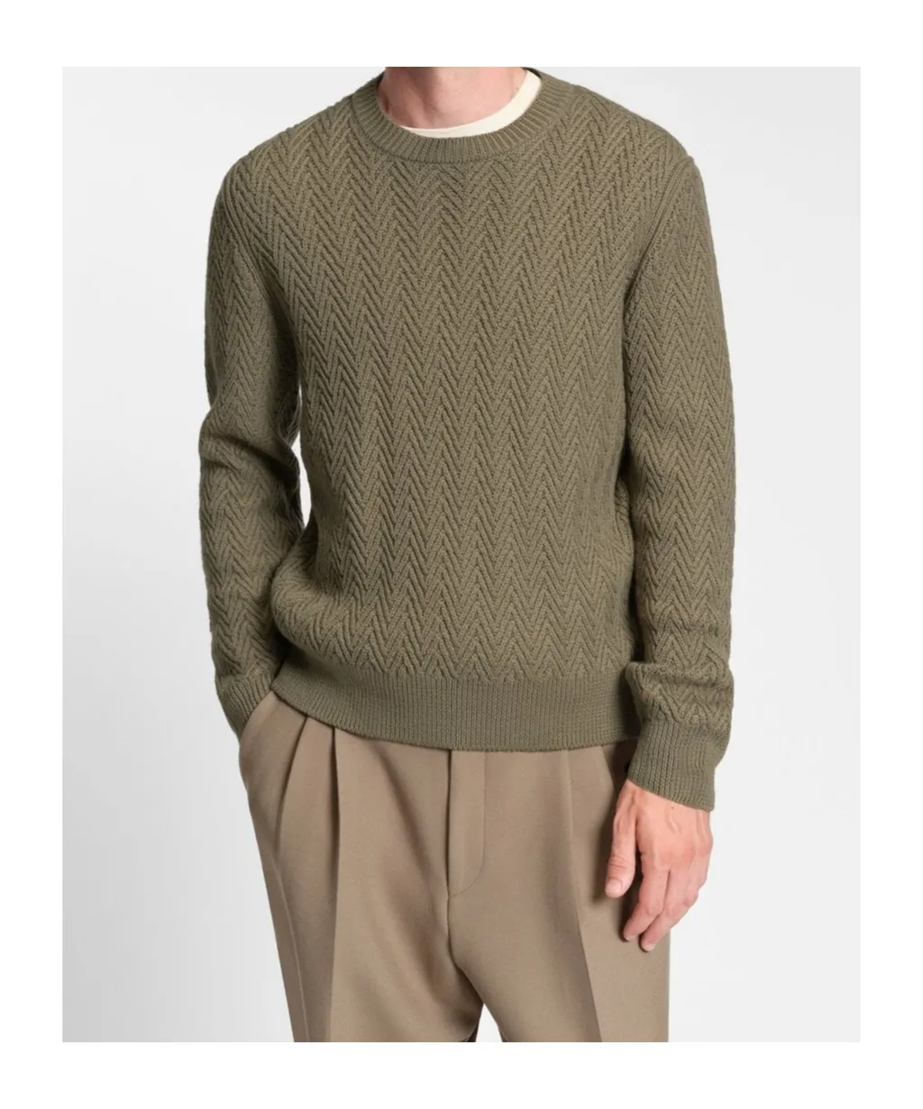 H-Hitalo Herringbone Round-Neck Sweater