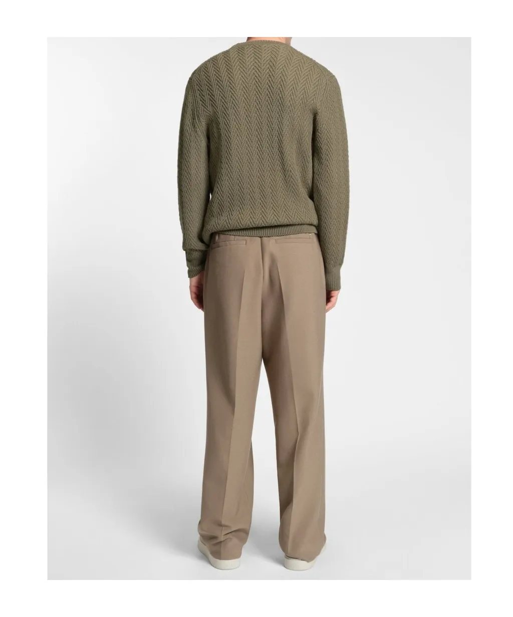 H-Hitalo Herringbone Round-Neck Sweater