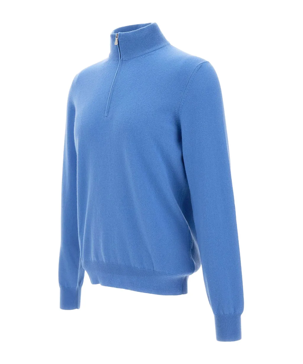 Long-Sleeved Stand-Collar Zippered Sweater
