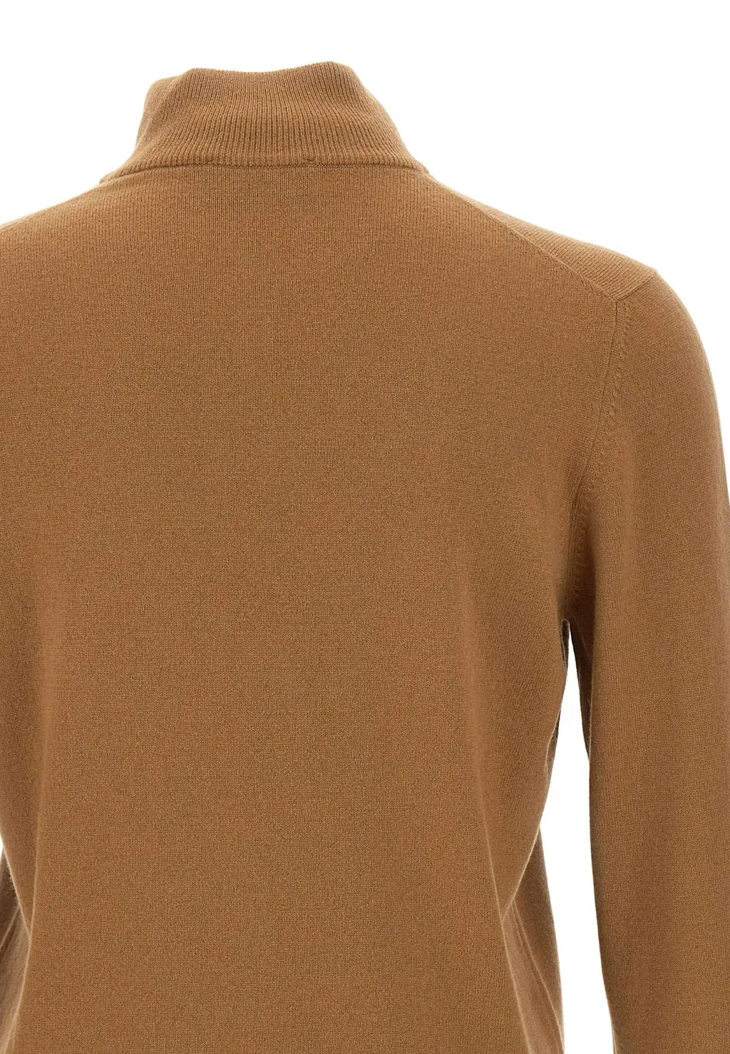 Long-Sleeved, Zippered, Stand-Collar Sweater
