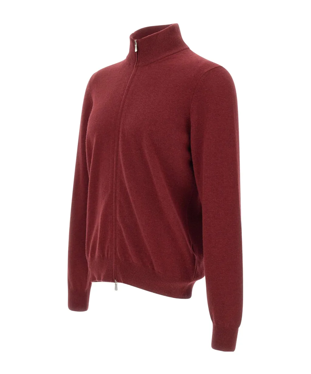 Long-Sleeved, Zippered, Stand-Collar Sweater
