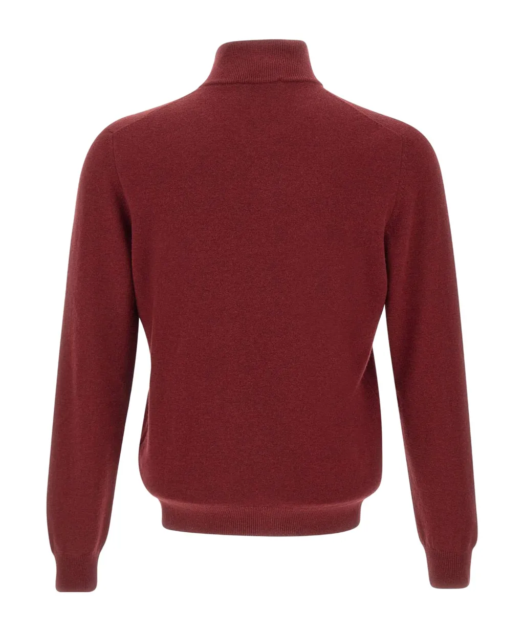 Long-Sleeved, Zippered, Stand-Collar Sweater