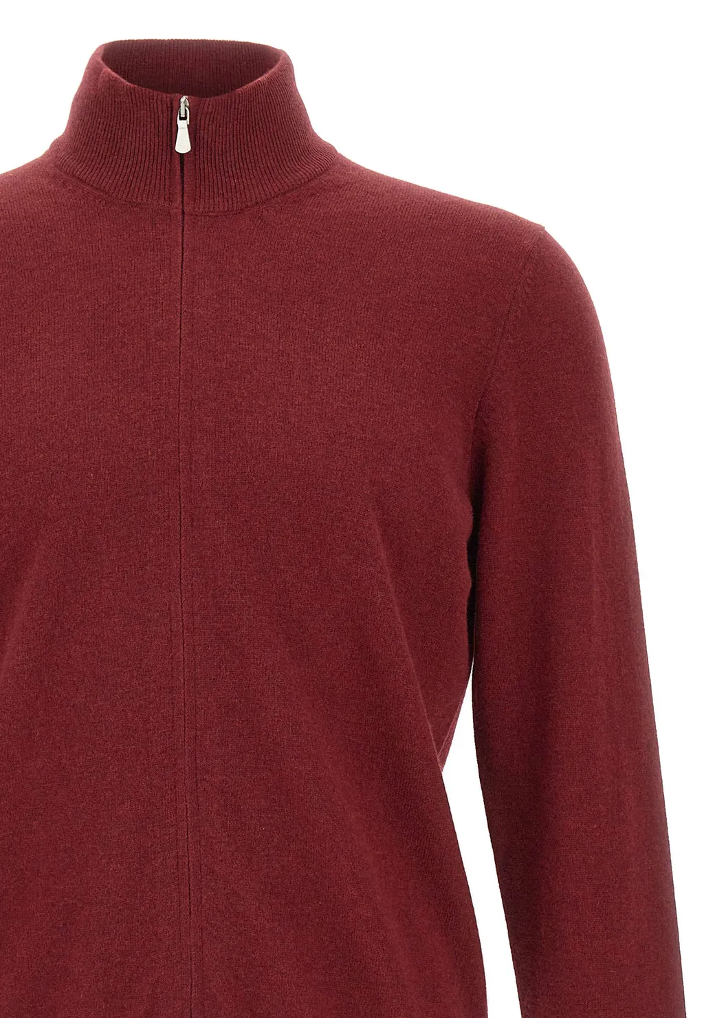 Long-Sleeved, Zippered, Stand-Collar Sweater