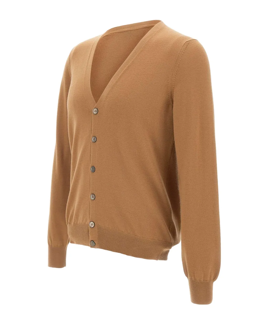 Long-Sleeved Button-Up V-Neck Cardigan