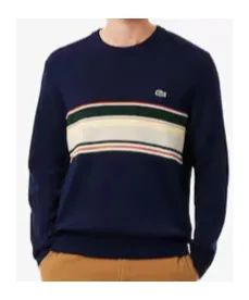 Textured-Stripes Logo-Embroidered Sweater