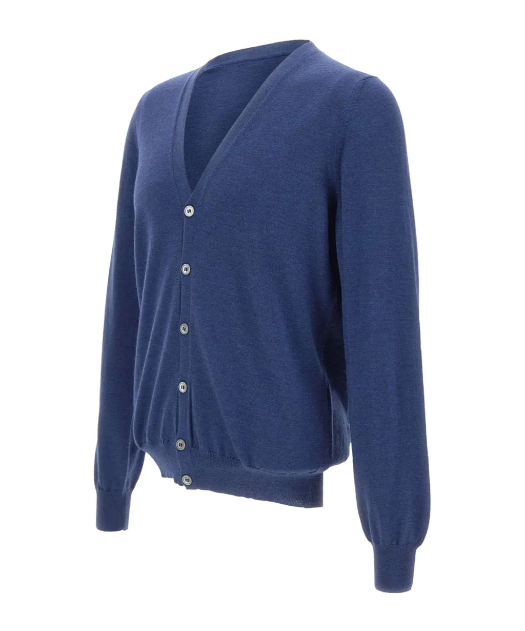 Long-Sleeved V-Neck Button-Up Cardigan