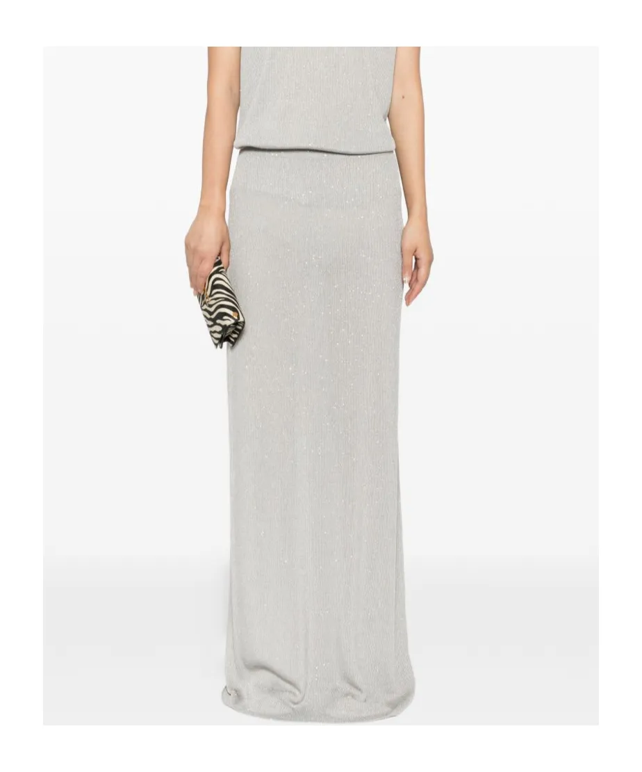 Sequin-Embellished Ribbed Skirt