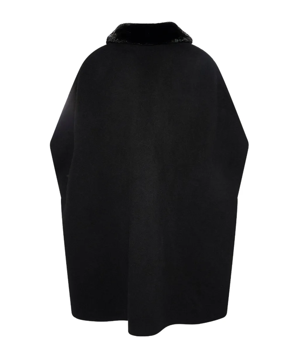 Cashmere-Blend Cape With Removable Mink Fur Collar