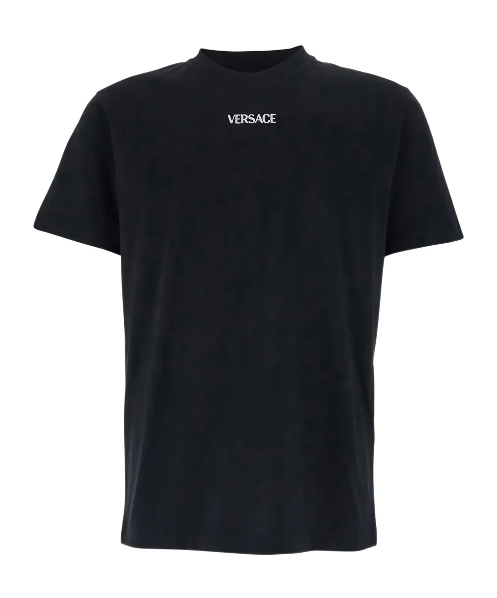 Versace Logo-Embroidered Crewneck T-Shirt