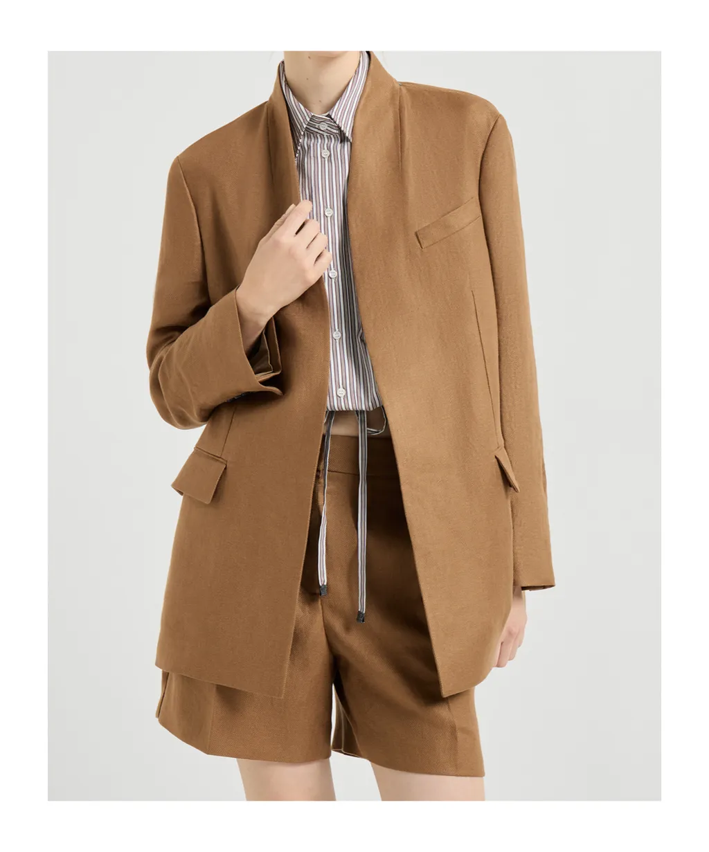 Monili-Detail Linen Jacket