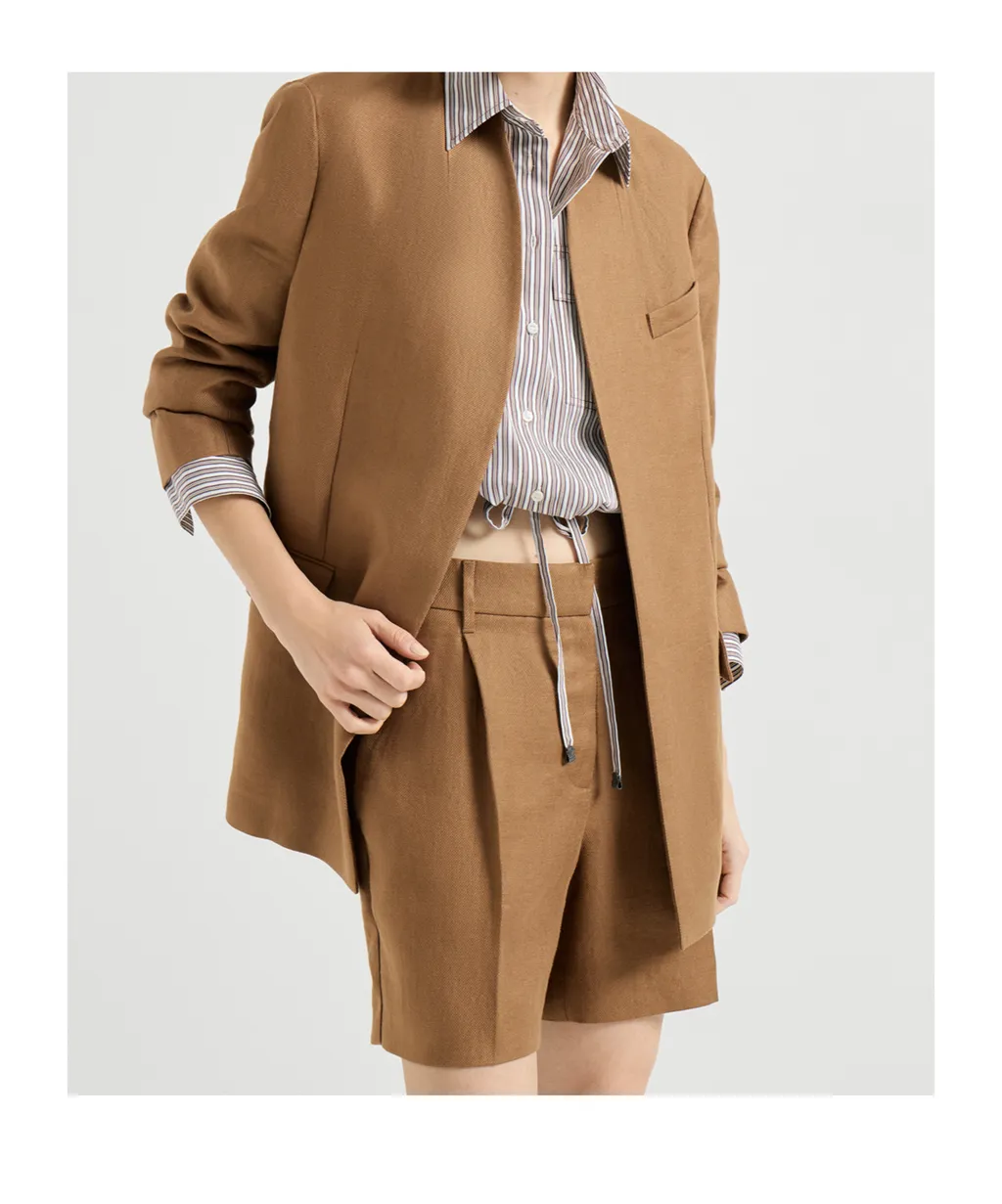 Monili-Detail Linen Jacket