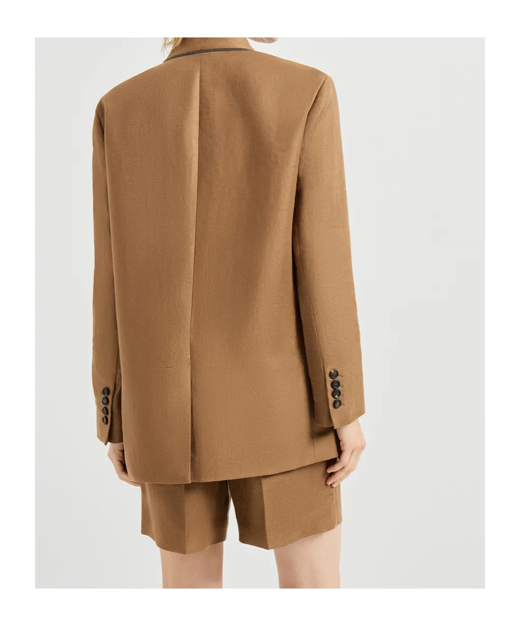 Monili-Detail Linen Jacket