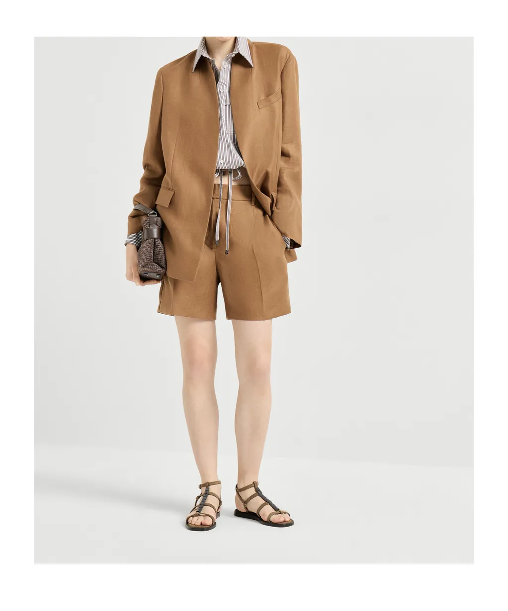 Monili-Detail Linen Jacket