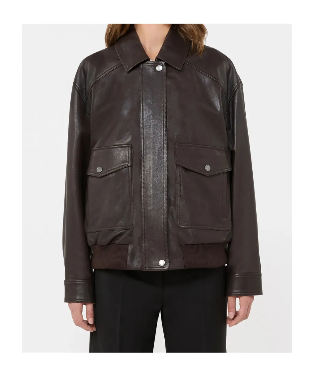 Long-Sleeved Leather Jacket