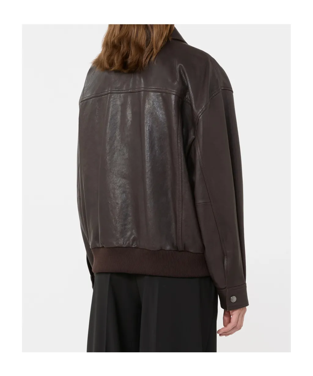 Long-Sleeved Leather Jacket