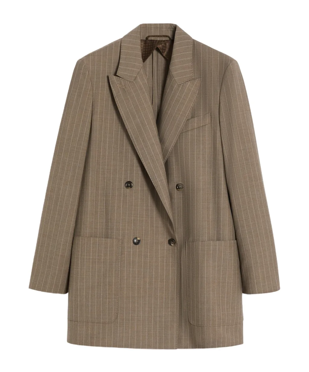 Oversized Striped Wool Blazer