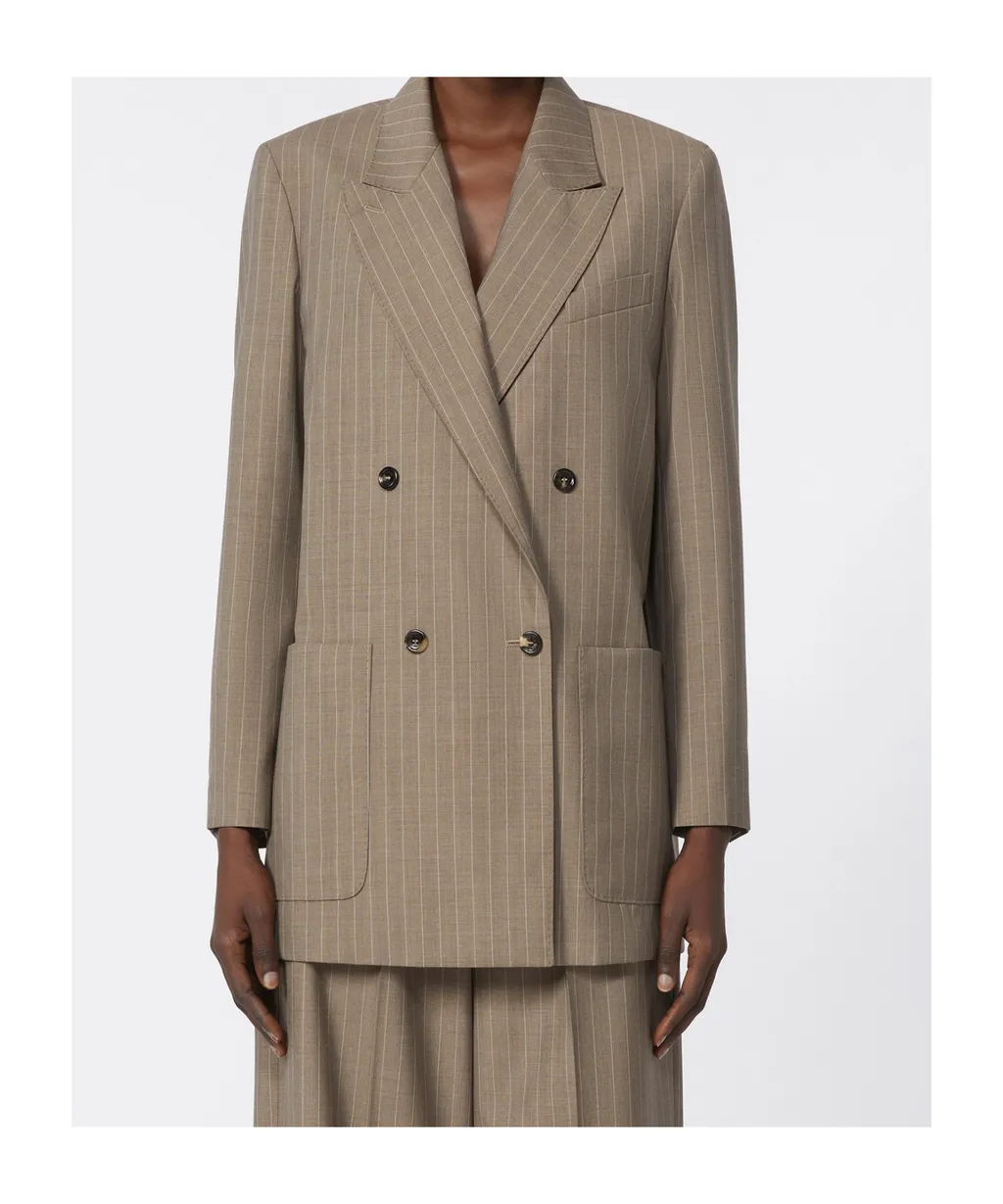 Oversized Striped Wool Blazer