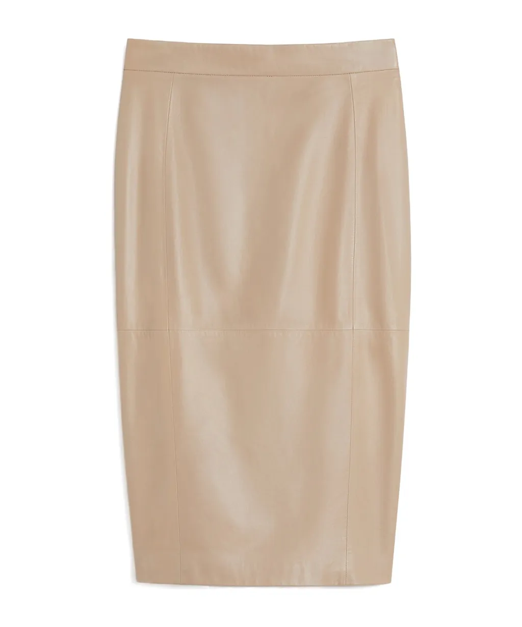 Nappa Leather Pencil Skirt - Sand