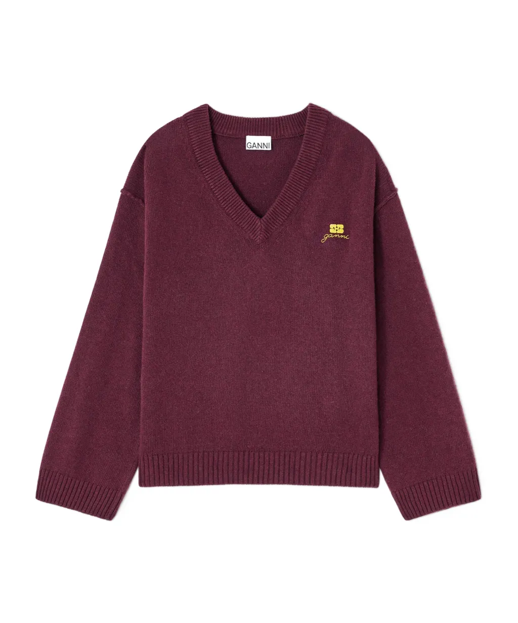 Wool Blend V-Neck Pullover Sweater