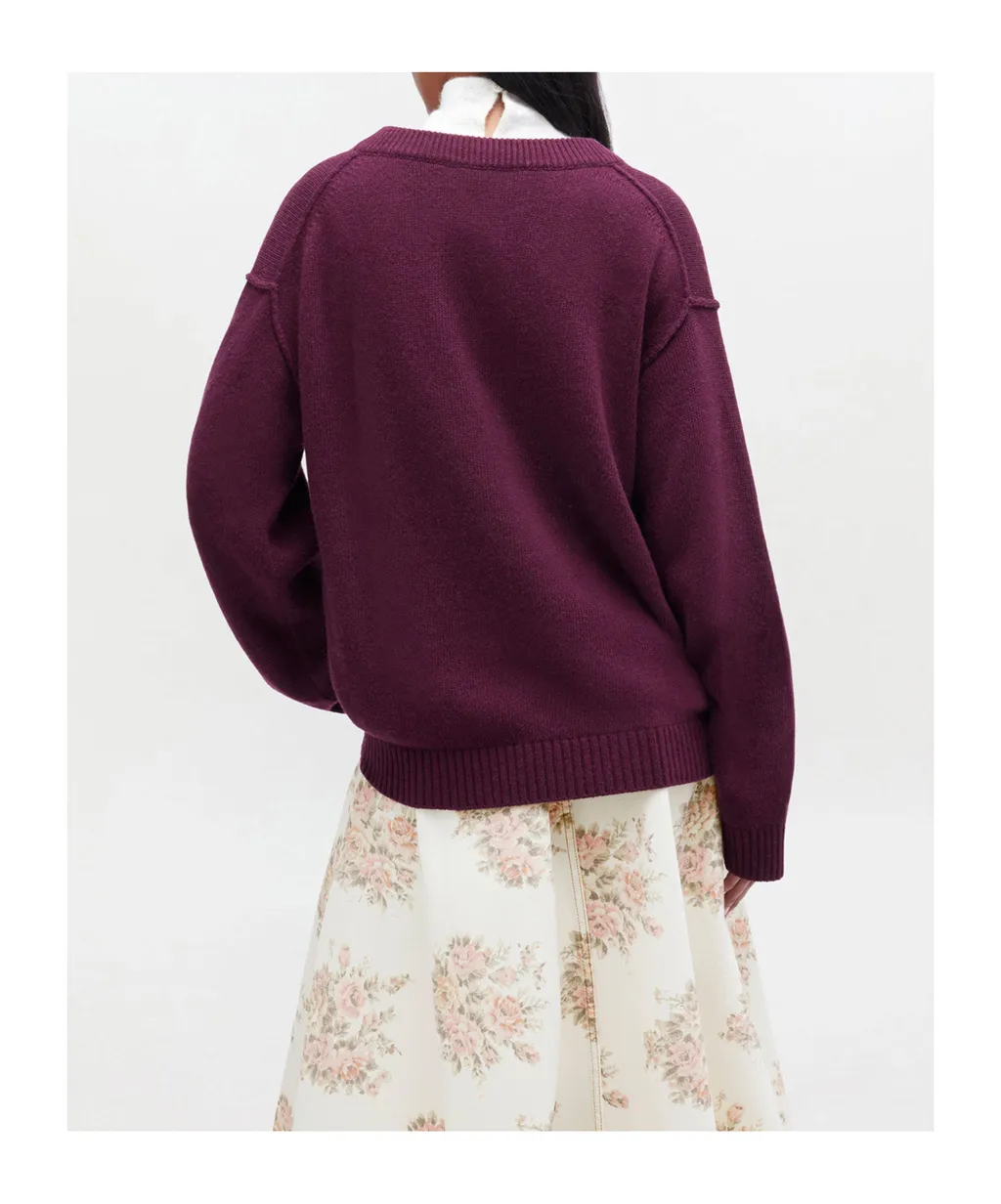 Wool Blend V-Neck Pullover Sweater