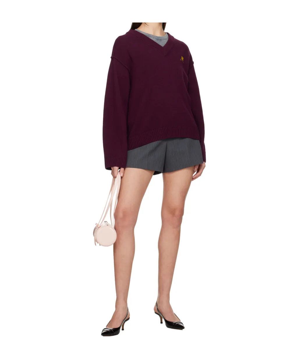 Wool Blend V-Neck Pullover Sweater