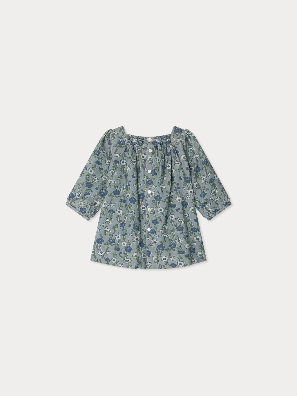 Jada Smocked And Embroidered Dress In Liberty Velvet Fabric
