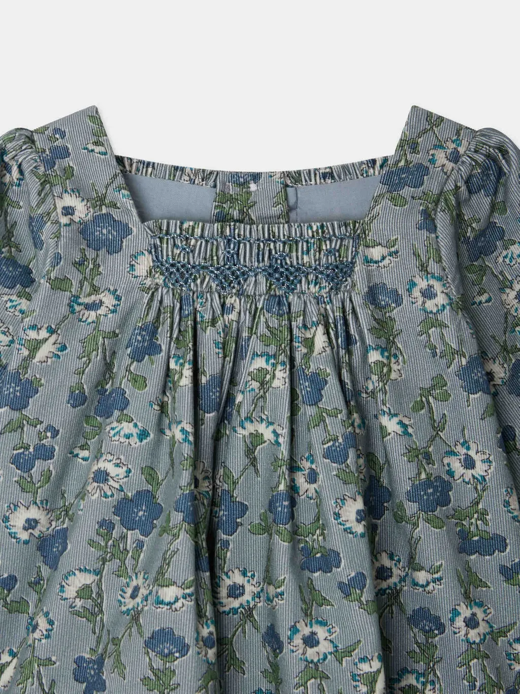 Jada Smocked And Embroidered Dress In Liberty Velvet Fabric