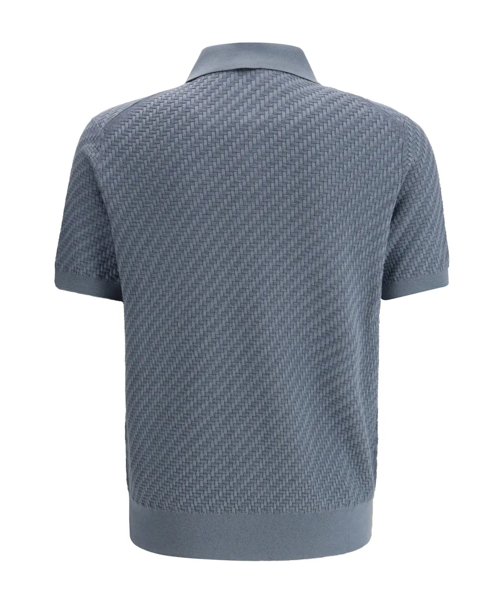 Brioni Woven Pattern Knitted Polo Shirt