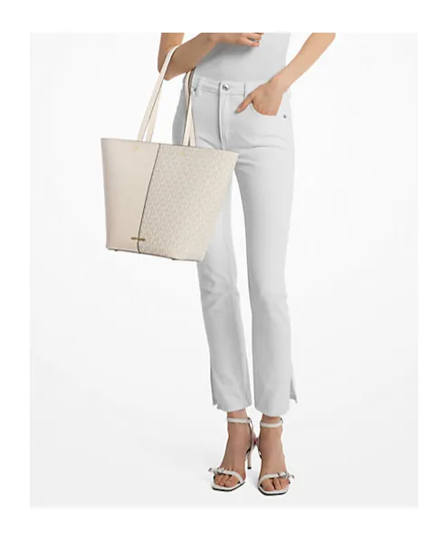 Flora Large Signature Logo And Leather Tote Bag