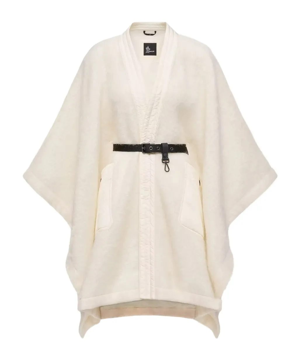 Mohair, Alpaca & Wool Blend Belted Cape