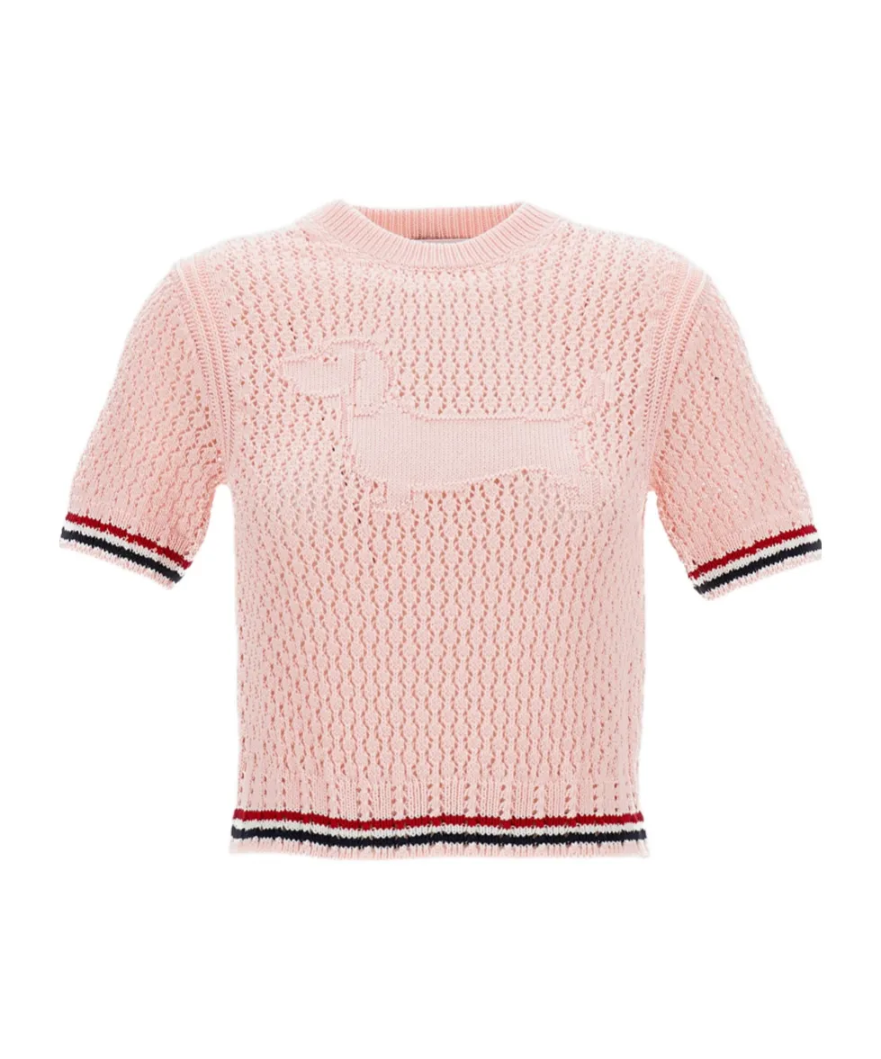 Thom Browne Hector Pointelle Knitted T-Shirt