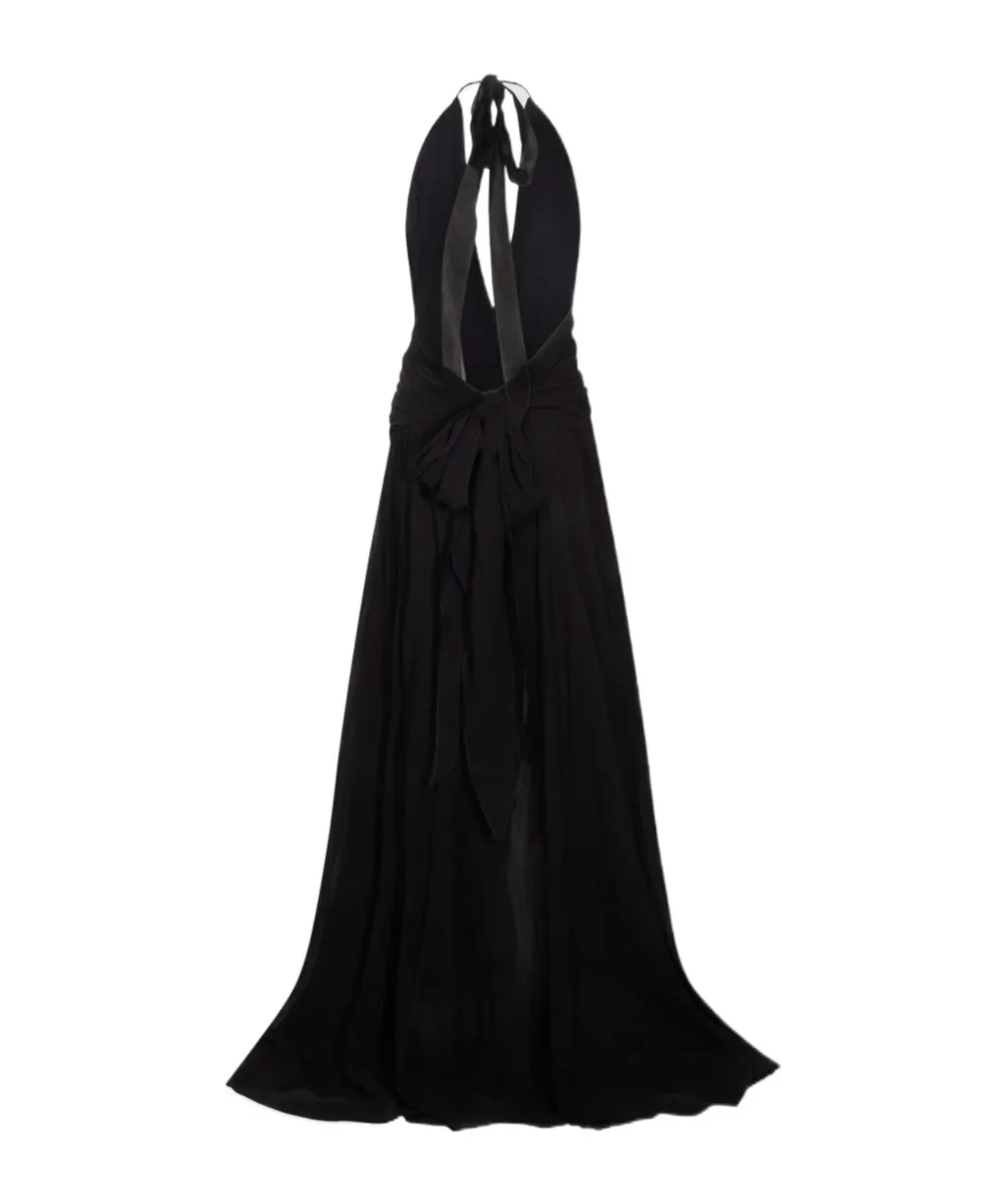 Blumarine V-Neck Open-Back Dress