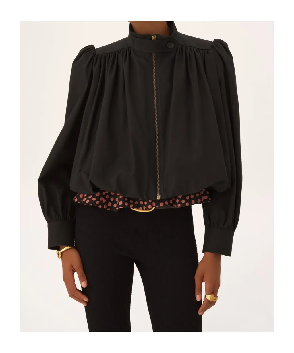 Chlo Gathered Zip-Up Cropped Jacket