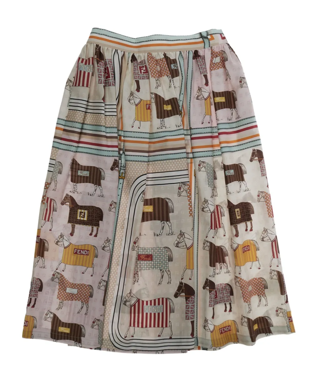 Fendi Kids Horse Print Skirt