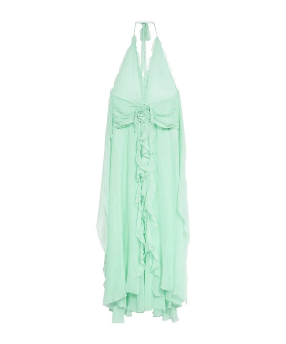 Blumarine V-Neck Open-Back Dress