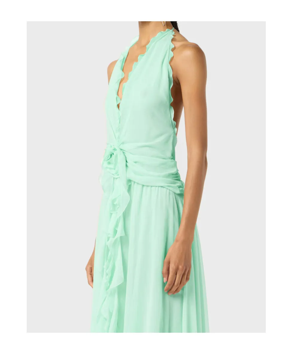 Blumarine V-Neck Open-Back Dress
