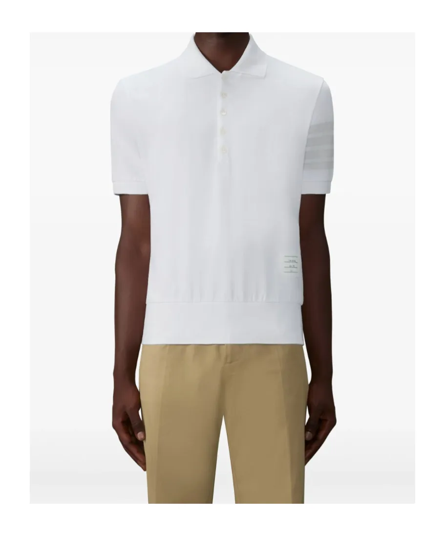 Thom Browne Ottoman 4-Bar Logo Patch Polo Shirt