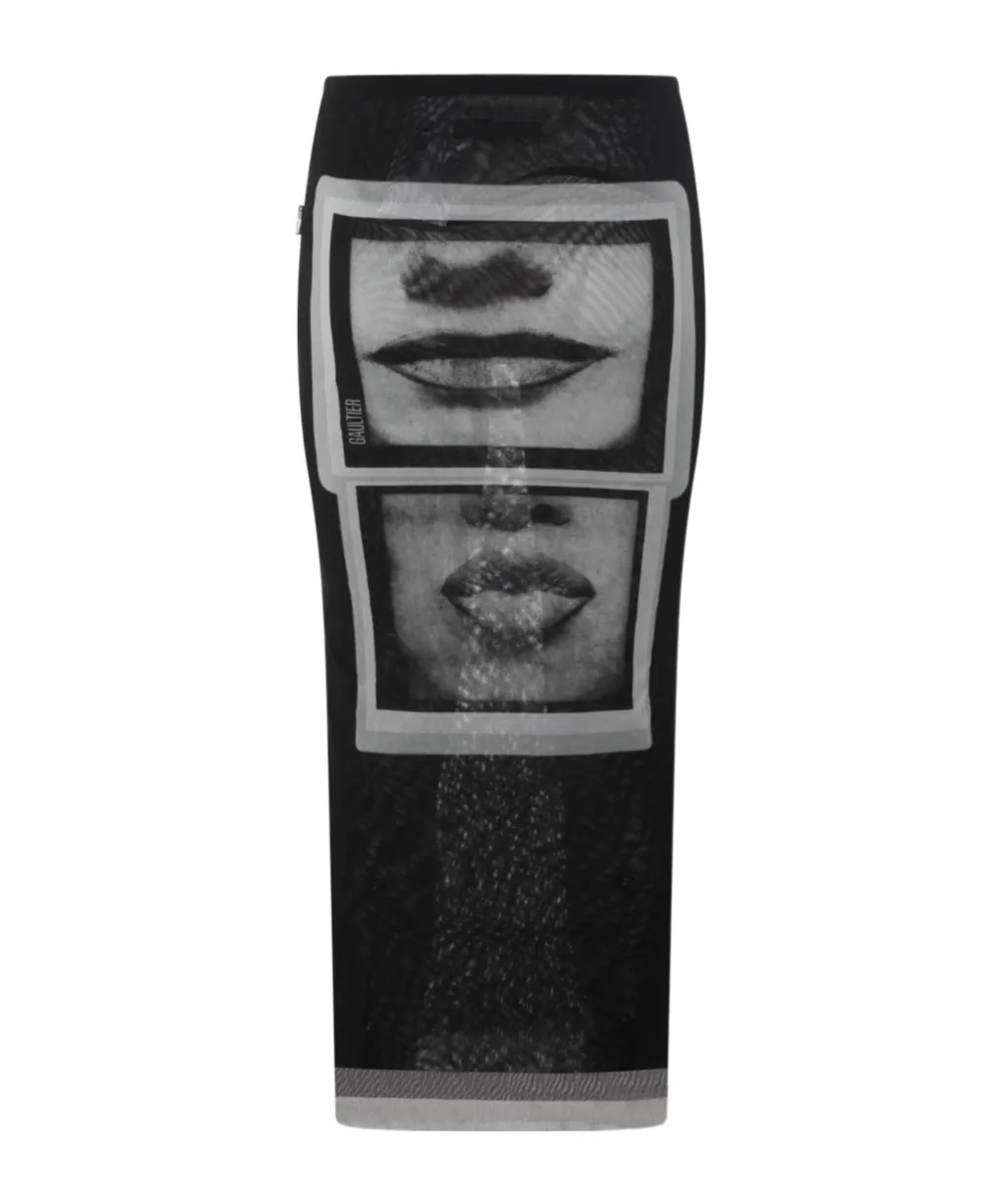 Printed Color-Blocked Midi Skirt