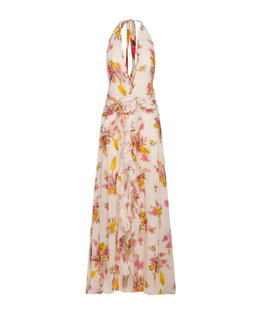 Blumarine Pattern-Printed Open-Back Dress