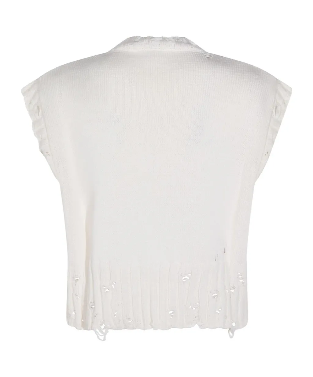 Marni Distressed-Effect V-Neck Knitted Vest