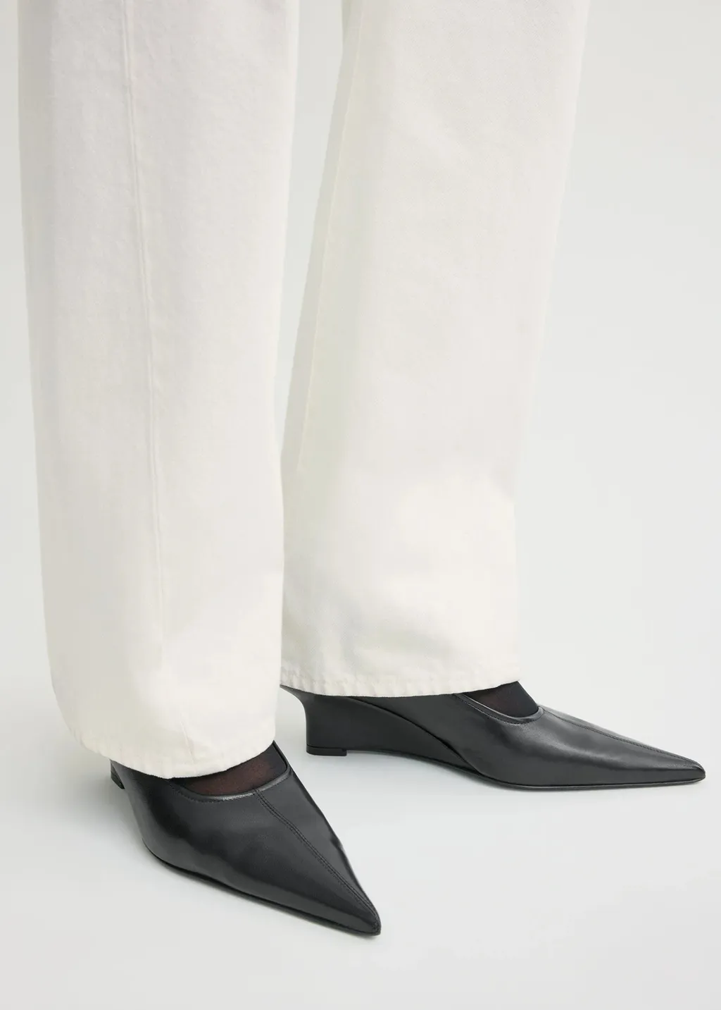 55Mm Pointed-Toe Leather Pumps