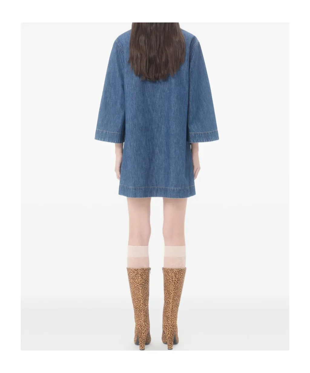 Chambray V-Neck Mini Dress