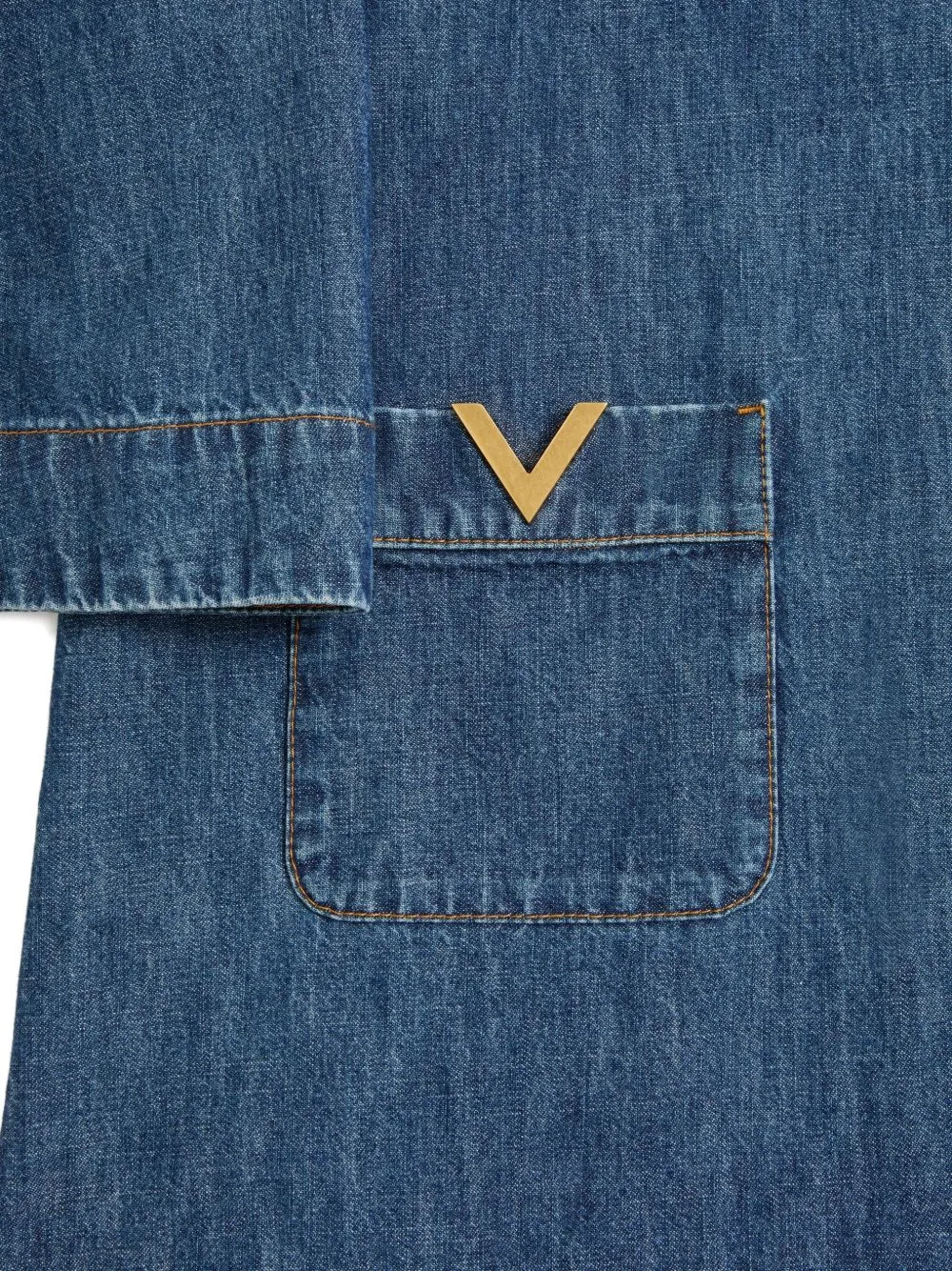 Chambray V-Neck Mini Dress